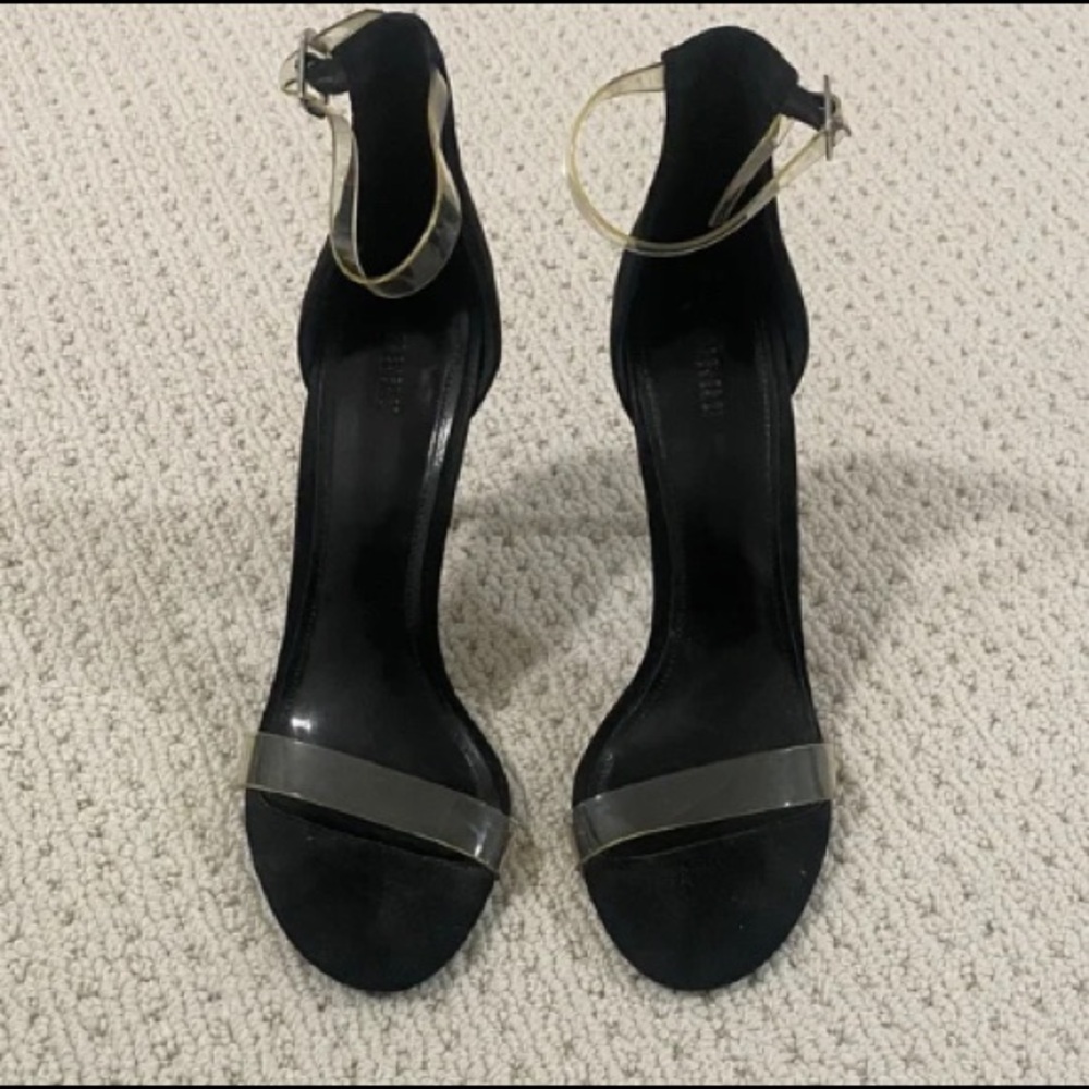 Forever 21 Black and Clear Strap Heels